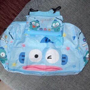 Sanrio Hangyodon Blue Travel Bag  Bag Set